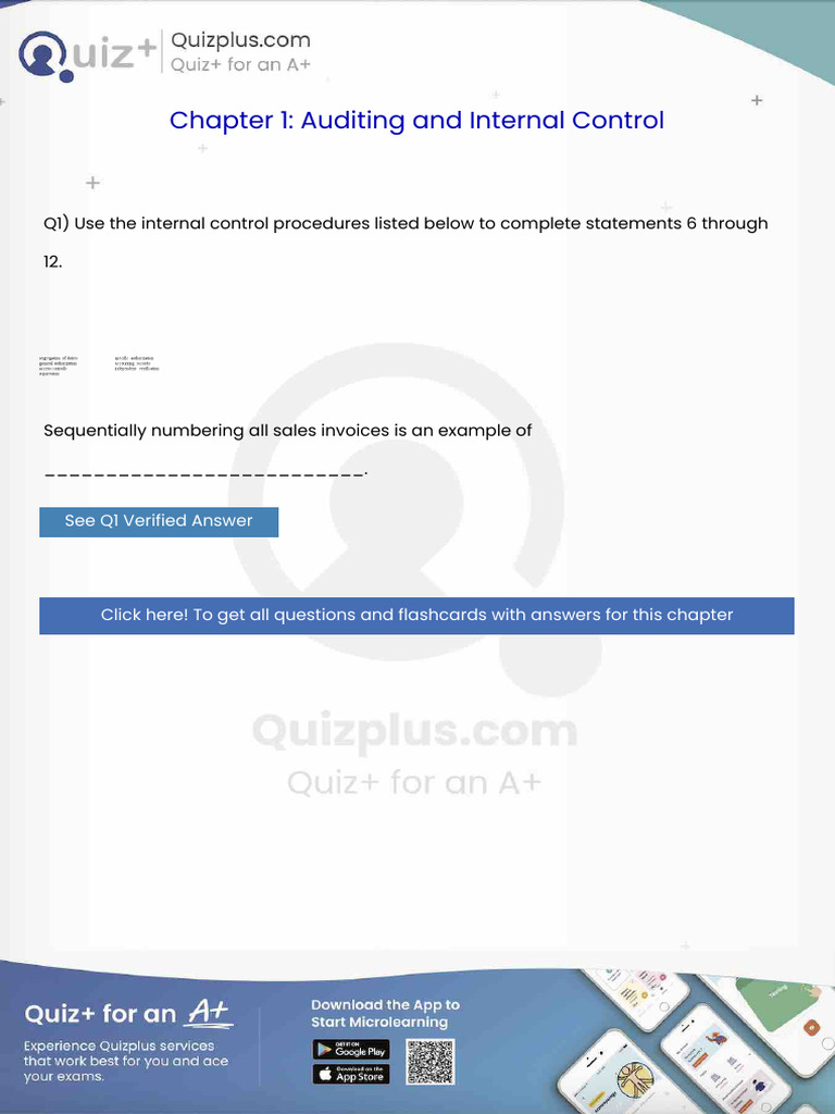 Use the Internal Control Procedures Listed Below to Complete Statements ...