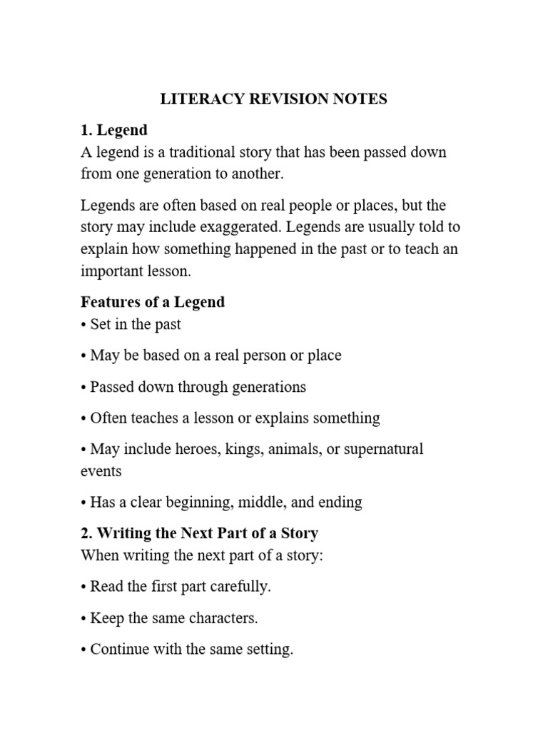 Literacy Term 2 Revision Notes | PDF | Reading Comprehension | Languages