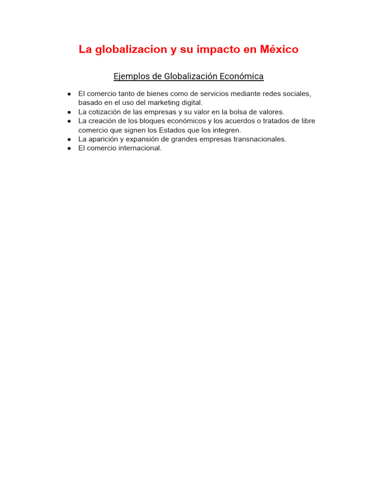 La Globalizacion y Su Impacto en México | PDF