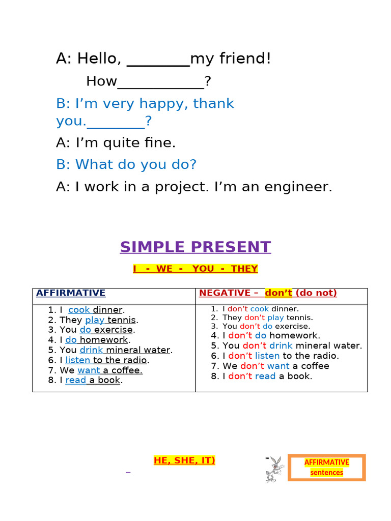 Basic 3 - 3A - LESSON PLAN 2 - Simple Present - Sep 6th | PDF ...