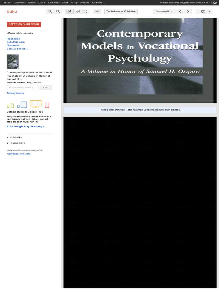 Contemporary Models in Vocational Psychology a Volume in Honor of ...
