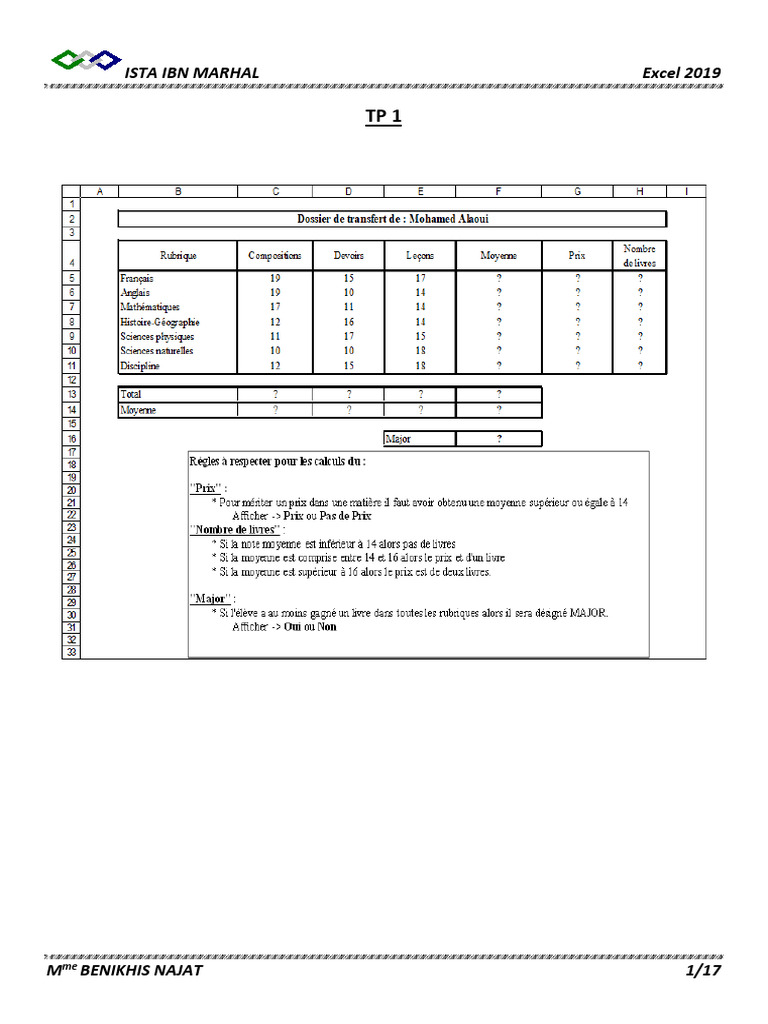 TPs Excel 2019 Av | PDF