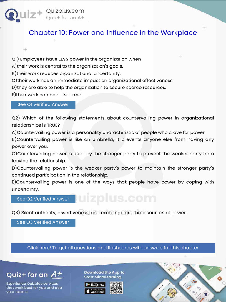 Employees Have Less Power in the Organization When | PDF | Job ...