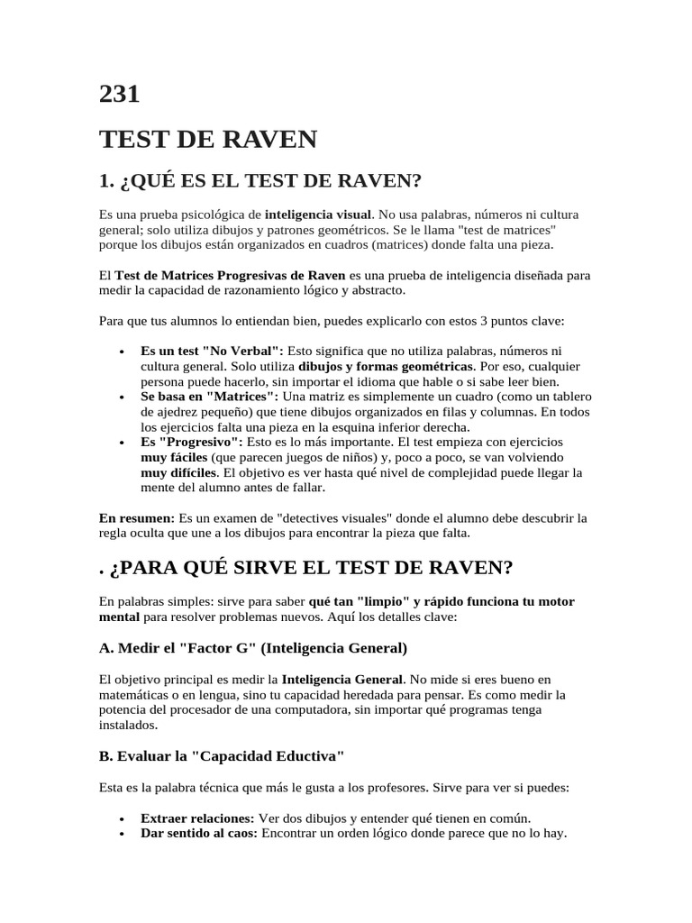 Test Raven | PDF | Inteligencia | Sustracción