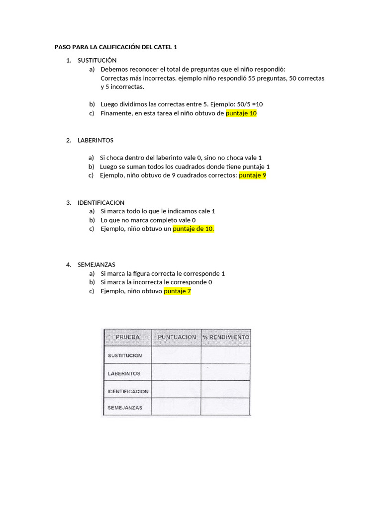 Paso para La Calificación Del Catel 1 | PDF