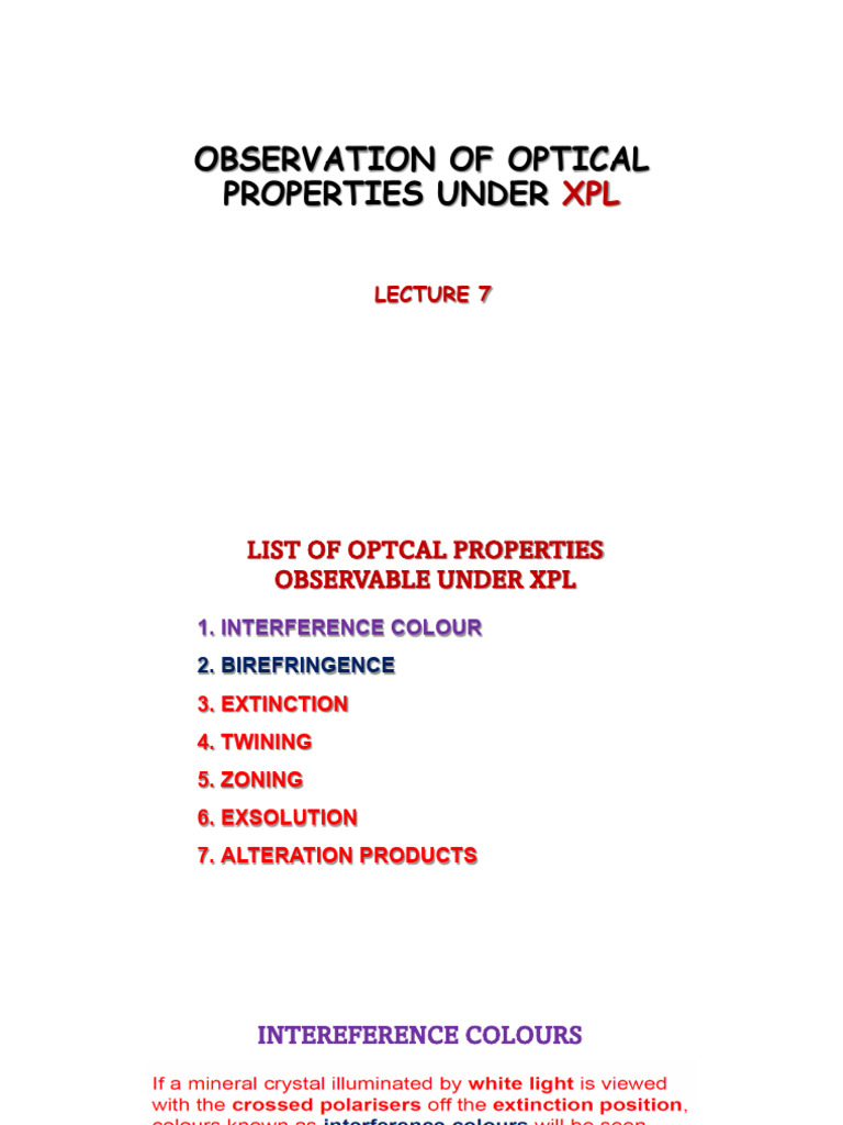 Lecture 7 - Interference Colour Birefringence | PDF