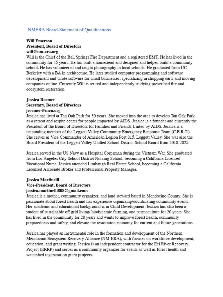 Board Statement of Qualifications | PDF | Natural Environment | Ecology