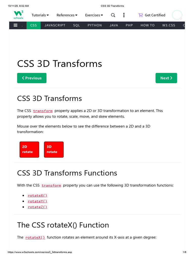 CSS 3D Transforms | PDF | Bootstrap (Front End Framework) | Html