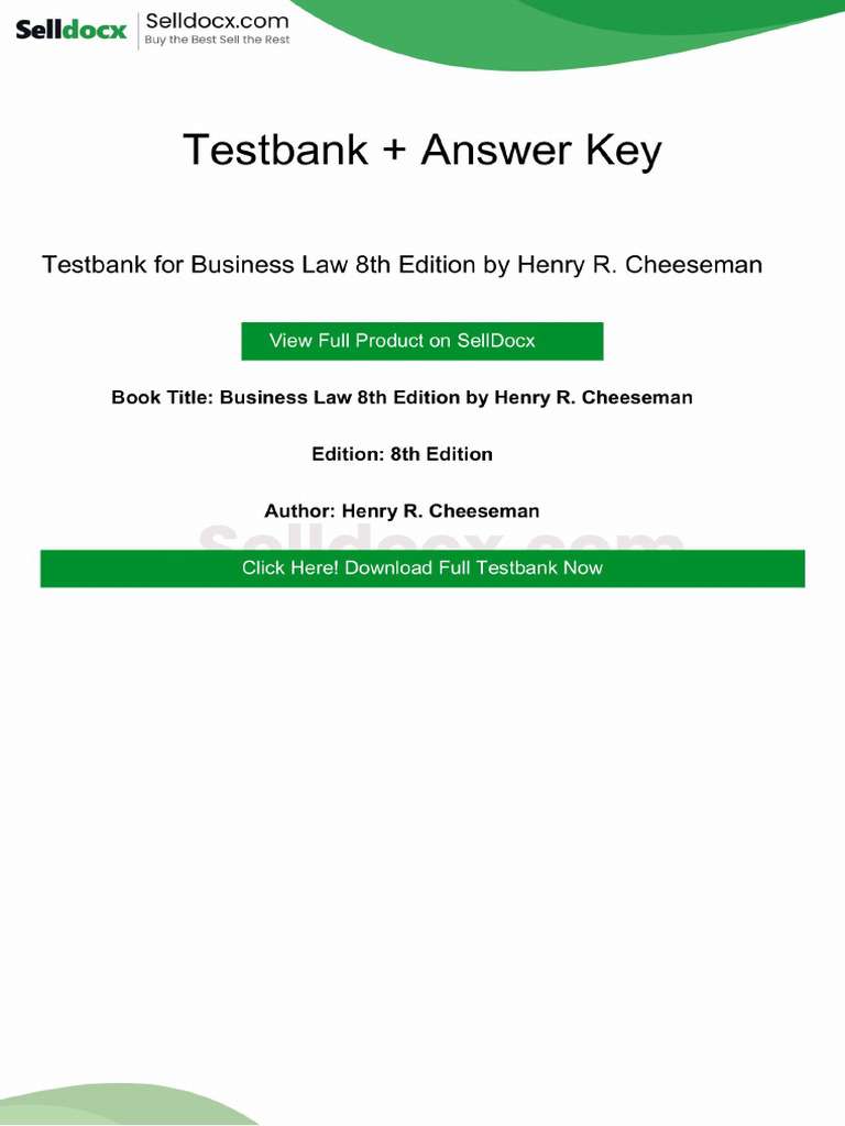 Business Law 8th Edition Solution Manual | PDF