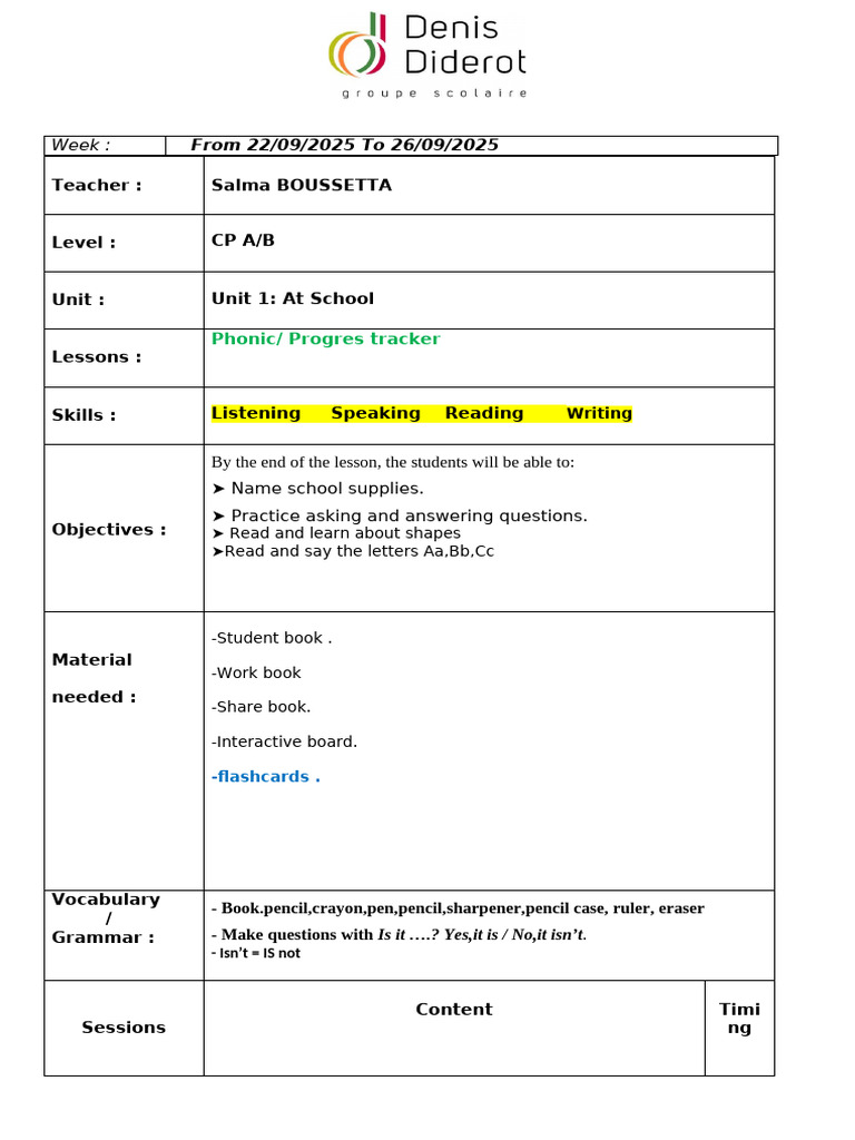 Lesson Plan Week 3 Cp | PDF