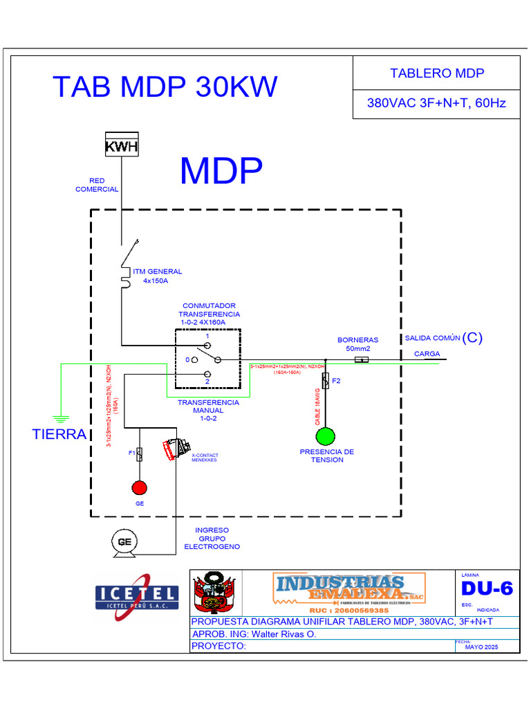 Diagrama Unifilar - Tab MDP 30kw - 380vac | PDF