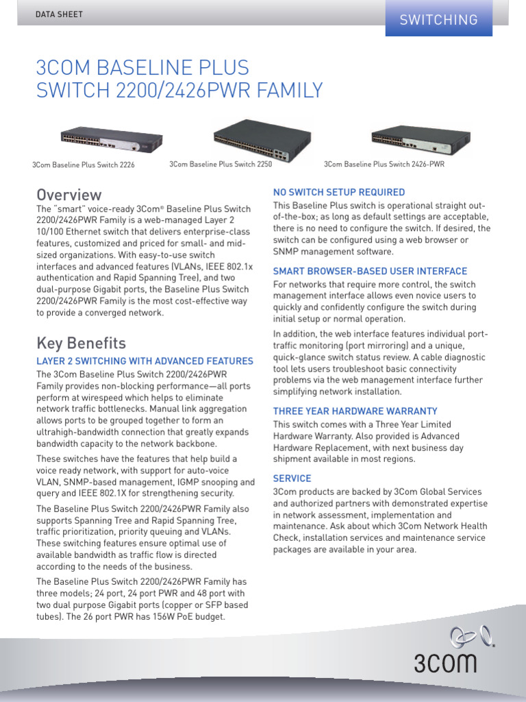 3com 3CBLSF26H | PDF | Network Switch | Computer Network