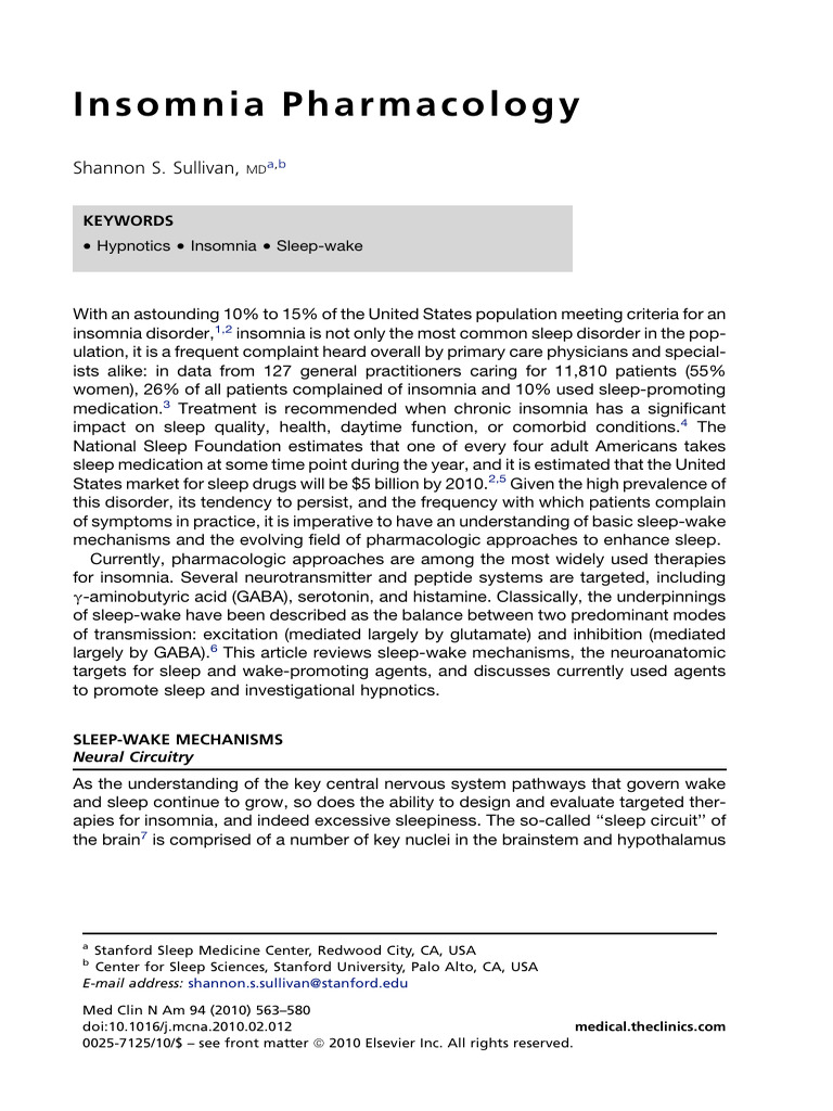 Insomnia_Pharmacology | PDF | Insomnia | Sleep