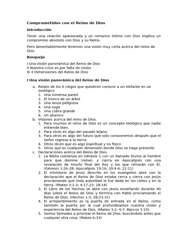 Comprometidos Con El Reino de Dios | PDF | Reinado y reino de dios ...