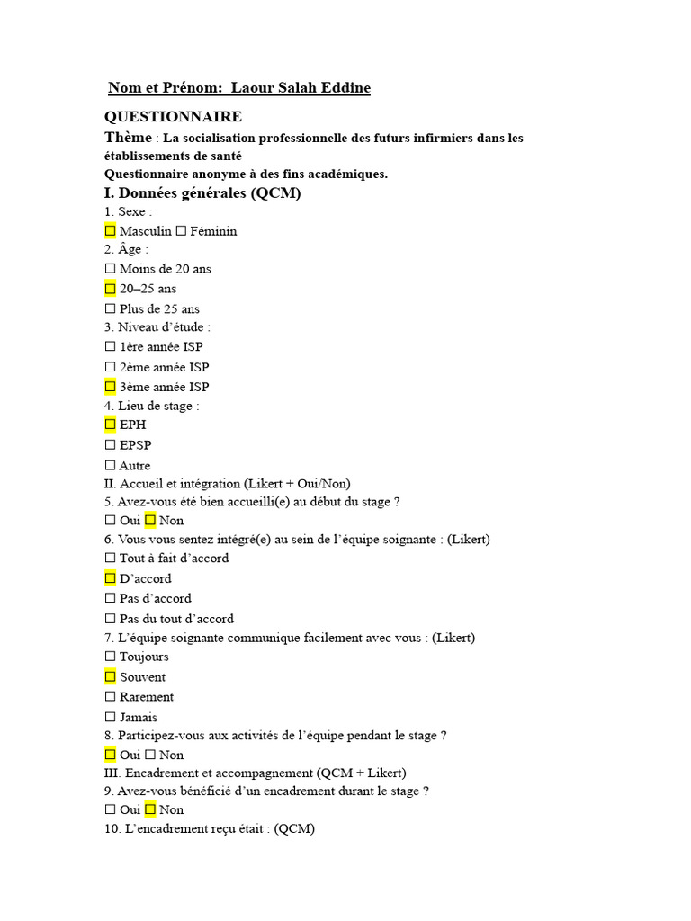Questionnaire | PDF
