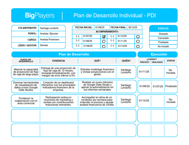 Plan de Desarrollo Individual - PDI (Ejemplo) | PDF | Business