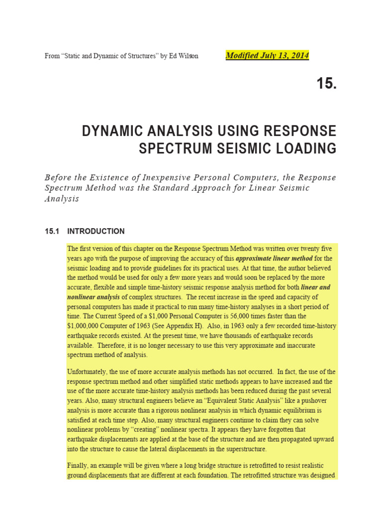 Paper - Dynamic Analysis Using Response Spectrum Seismic Loading | PDF