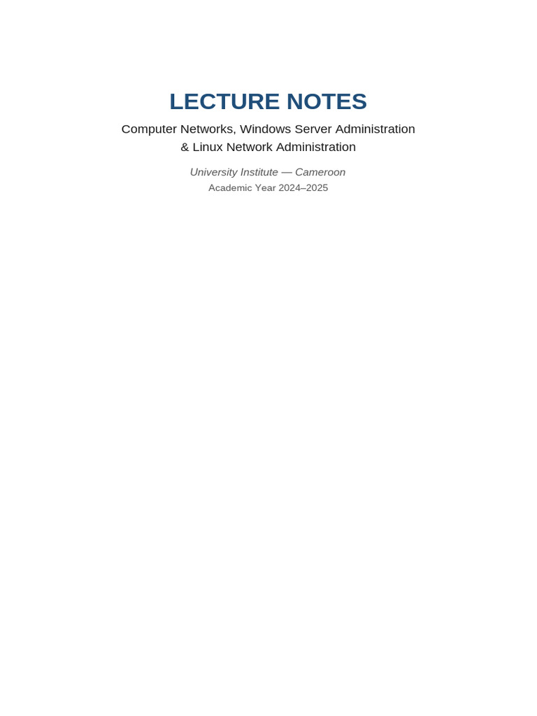 Lecture Notes Networks WindowsServer Linux | PDF | Computer Network ...