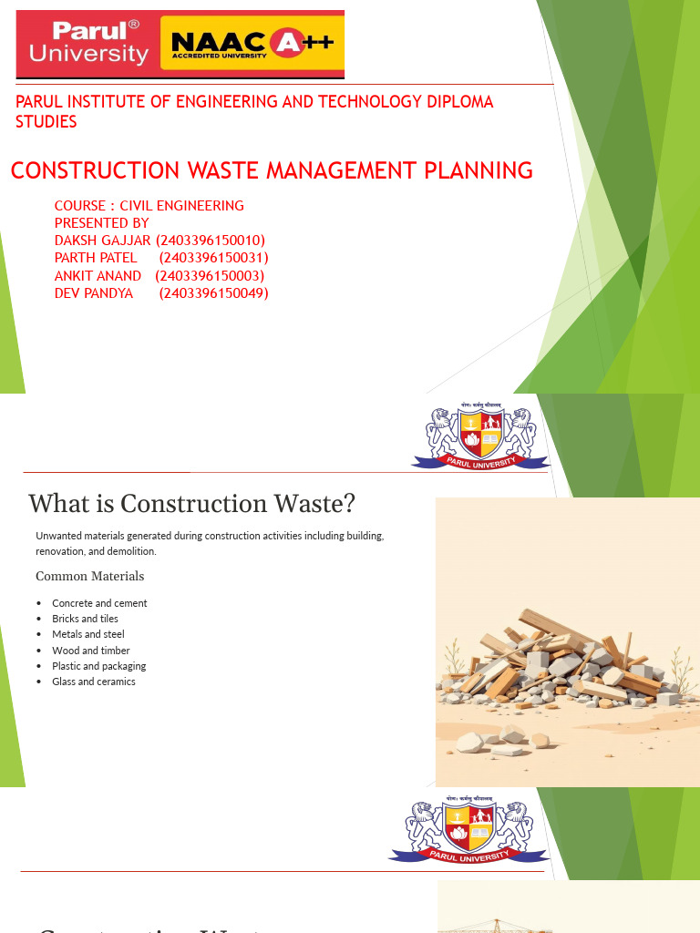 Construction Waste Management Planning (1) | PDF | Waste Management | Waste
