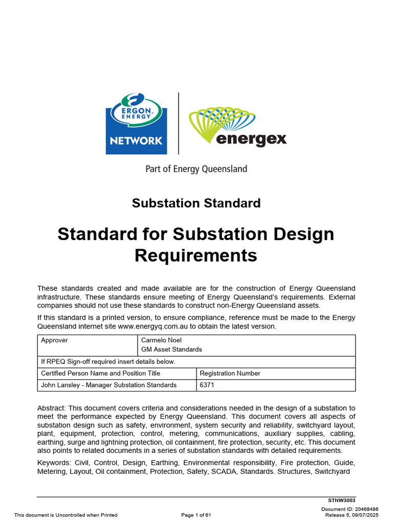 Standard For Substation Design Requirements | PDF | Electric Power ...