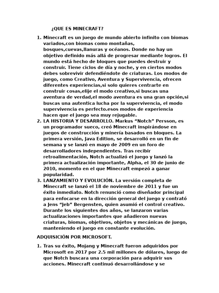 Que Es Minecraft Exposición | PDF | Minecraft | Videojuegos