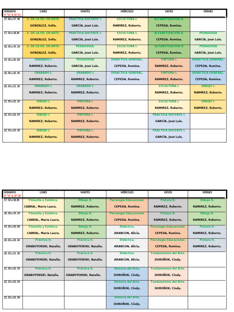Horario Segundo Cuatrimentre - Arte - 2025 - 2026 | PDF