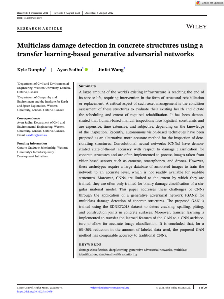 Multiclass Damage Detection in Concrete Structures Using A Transfer ...