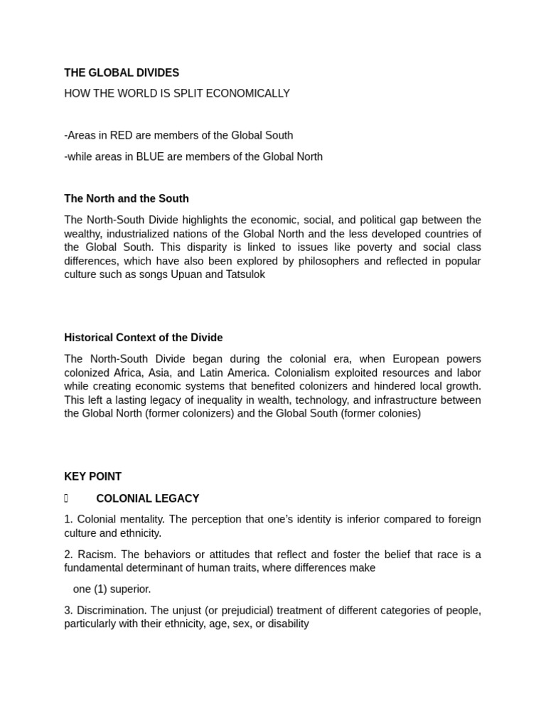 The Global Divides | PDF | Economic Inequality | Discrimination & Race ...