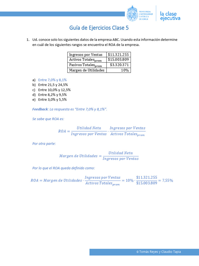 GuÃ­a de Ejercicios Clase 5 | PDF