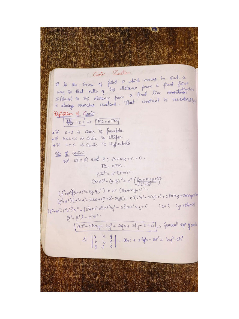 18...CONIC_SECTION (1) hand written notes for jee advanced | PDF