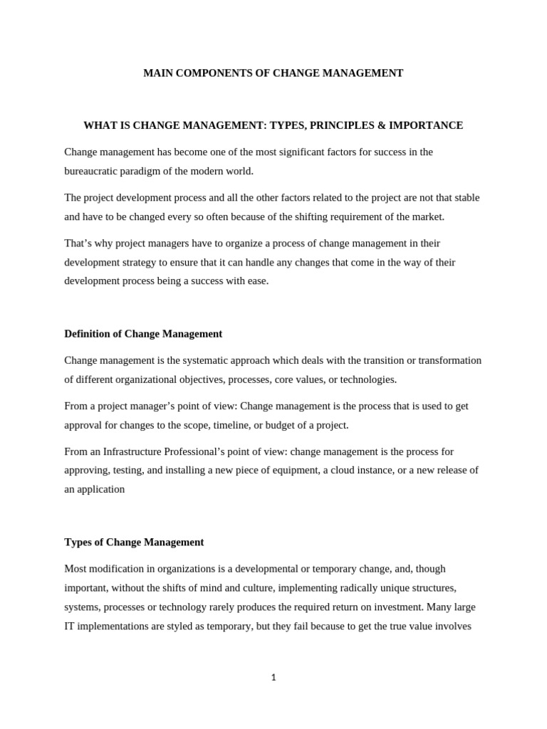 Topic 2- Bhe 205- Components of Change Management | PDF | Change ...