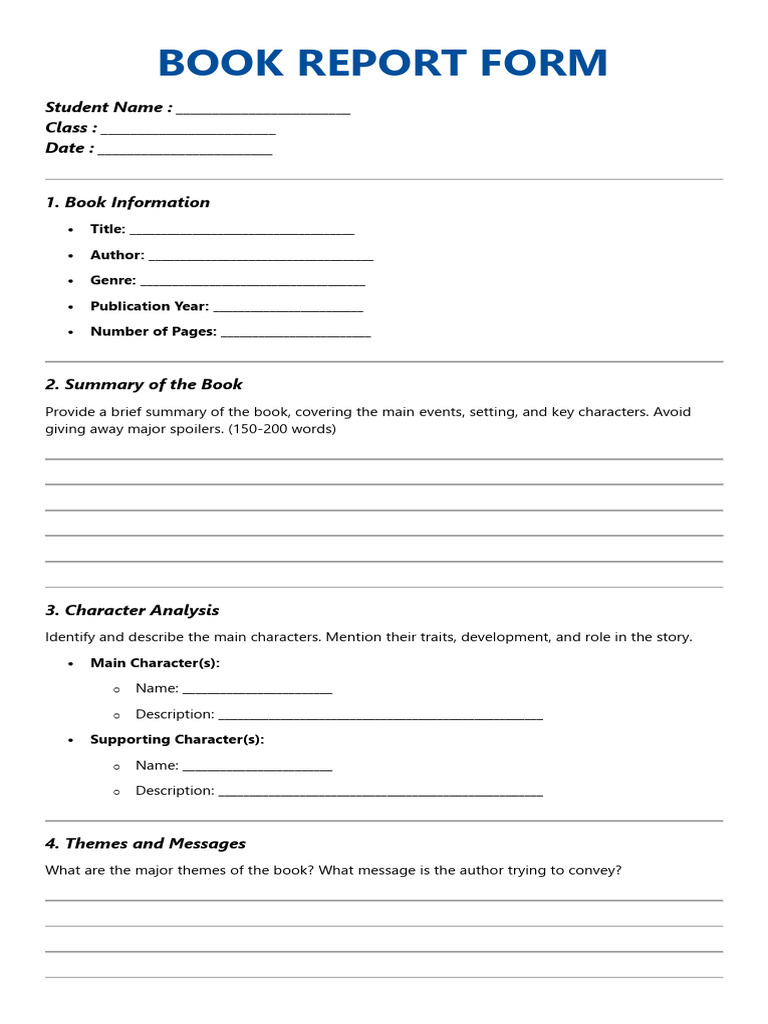 4. Book Report Form | PDF