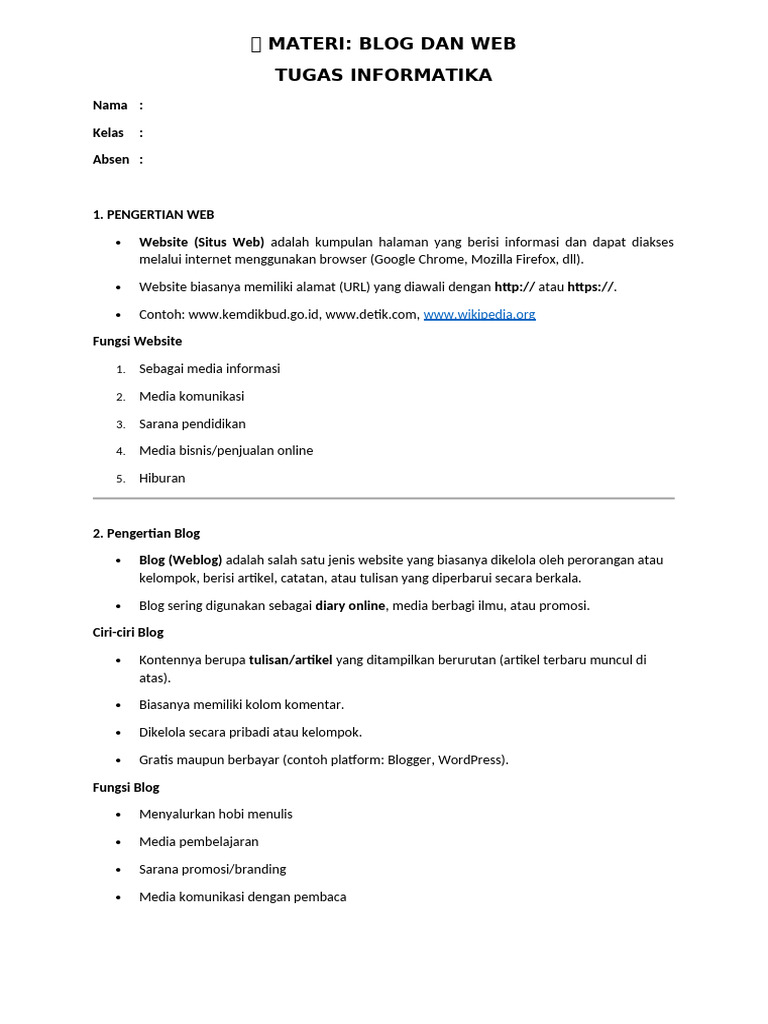 Tugas Informatika Web Dan Blog Linda | PDF