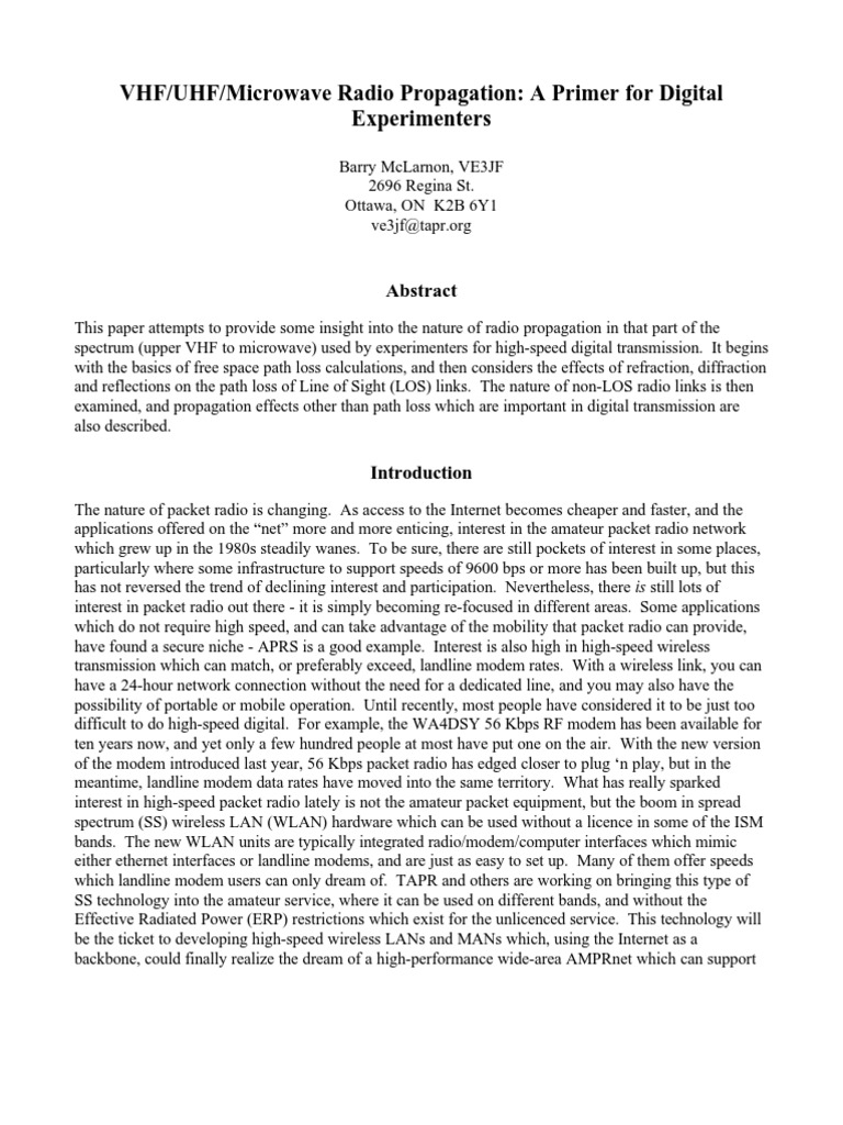 VHF UHF Microwave Radio Propagation PDF
