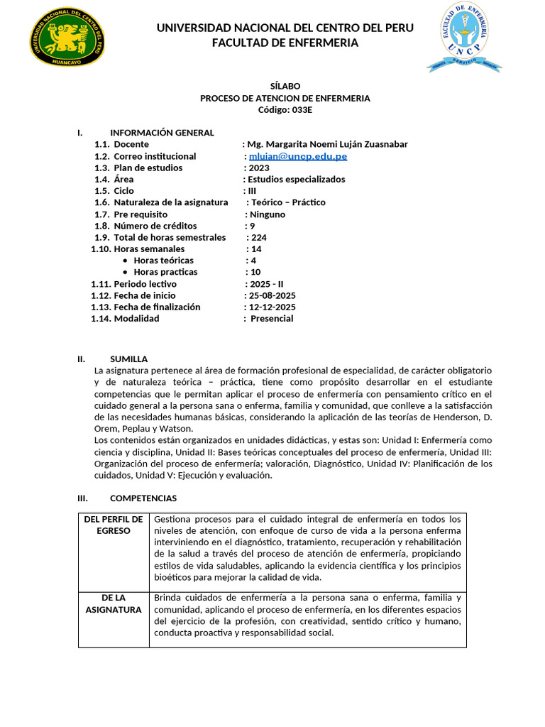 Slabo 2026 | PDF | Diagnostico medico | Enfermería