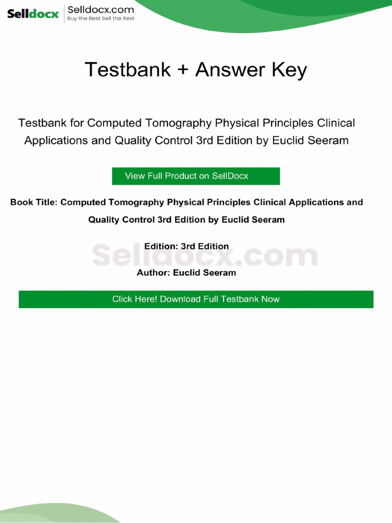 Computed Tomography Physical Principles Clinical Applications and ...