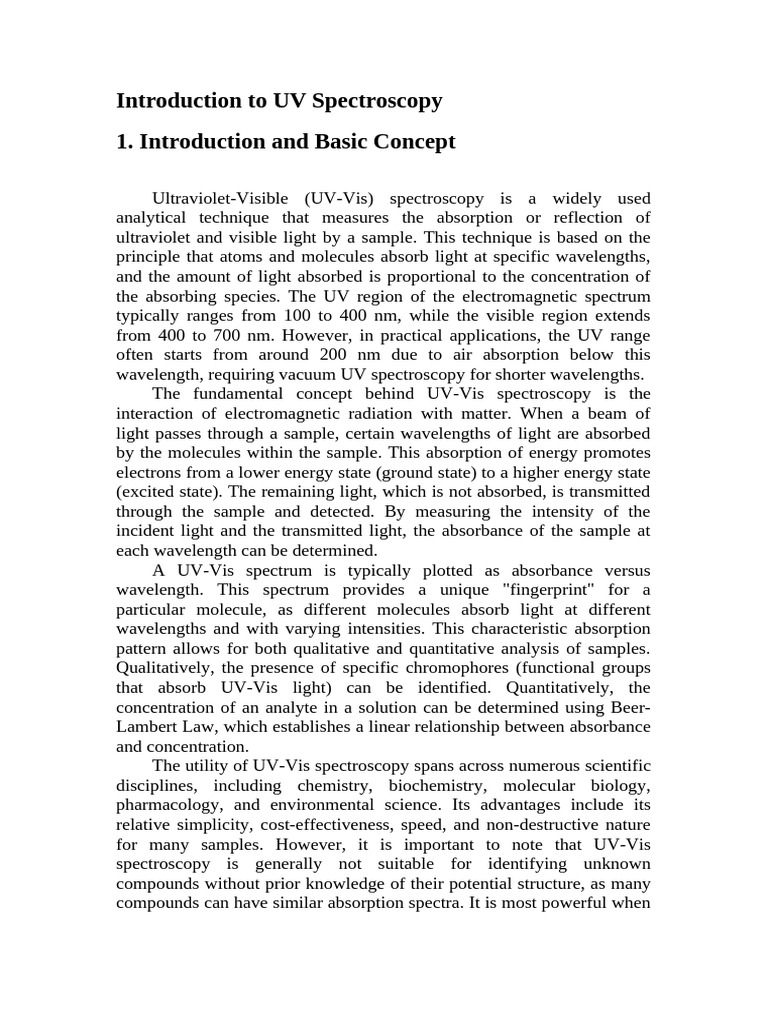 Introduction to UV Spectroscopy | PDF | Ultraviolet–Visible ...