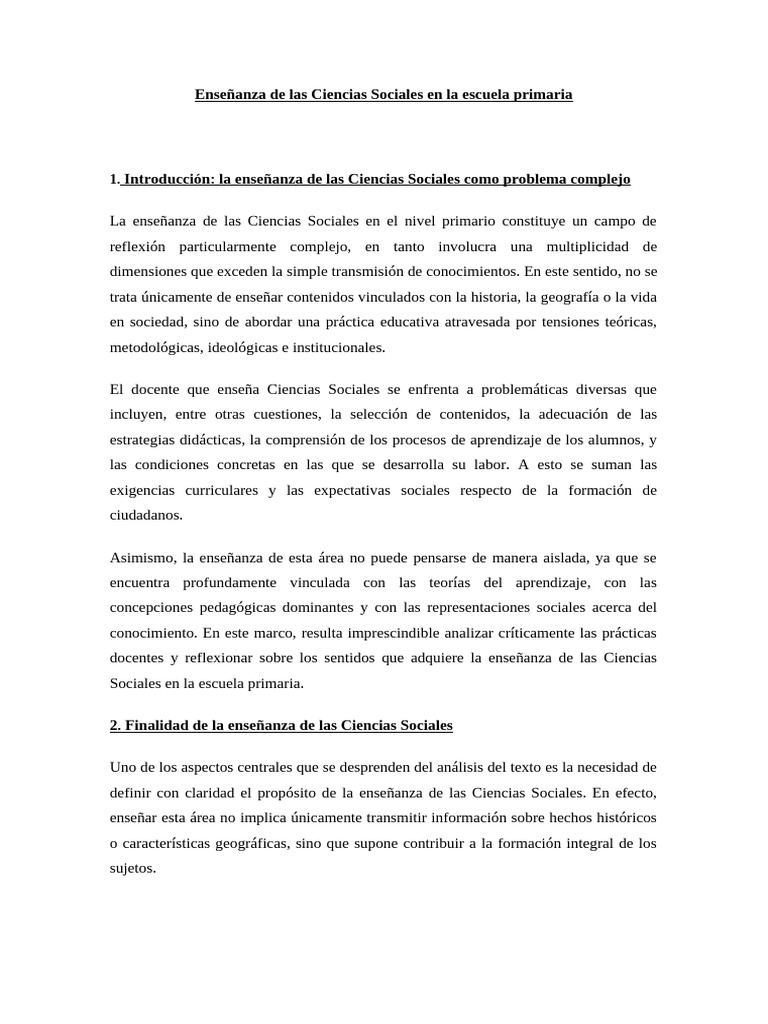 Enseñanza de Las Ciencias Sociales | PDF | Enseñando | Conocimiento