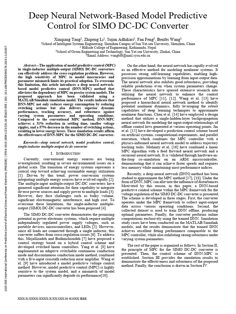 Deep Neural Network-Based Model Predictive Control For SIMO DC-DC ...