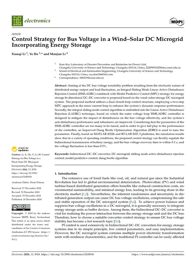 Control Strategy for Bus Voltage in a Wind–Solar DC Microgrid ...