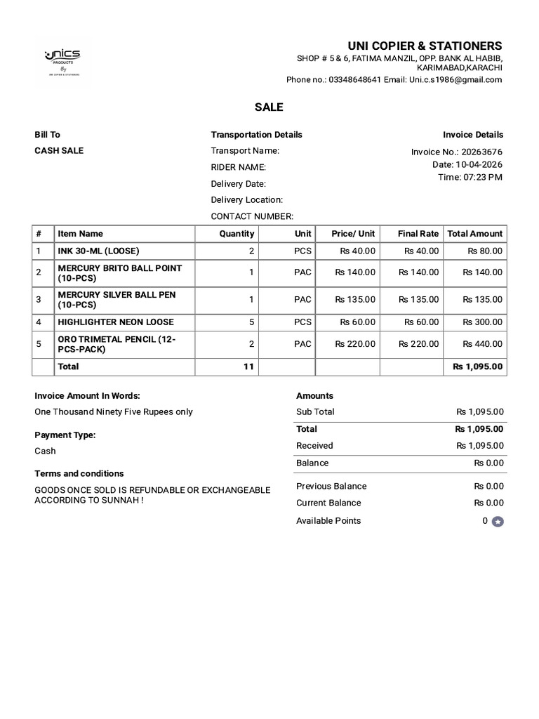 Sale_20263676_10-04-2026 | PDF | Money