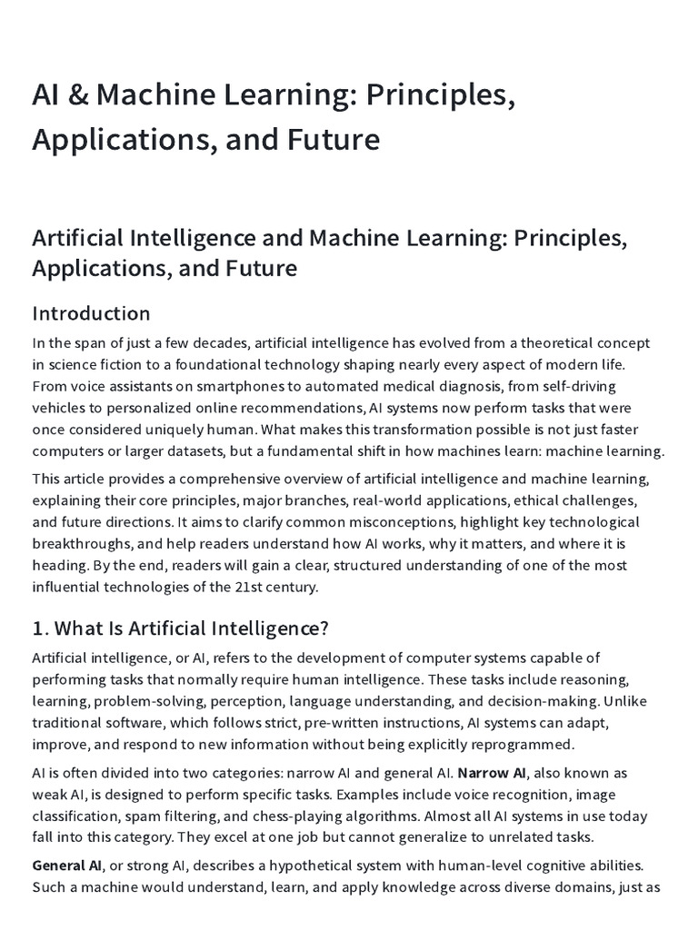 AI & Machine Learning Principles, Applications, and Future | PDF ...