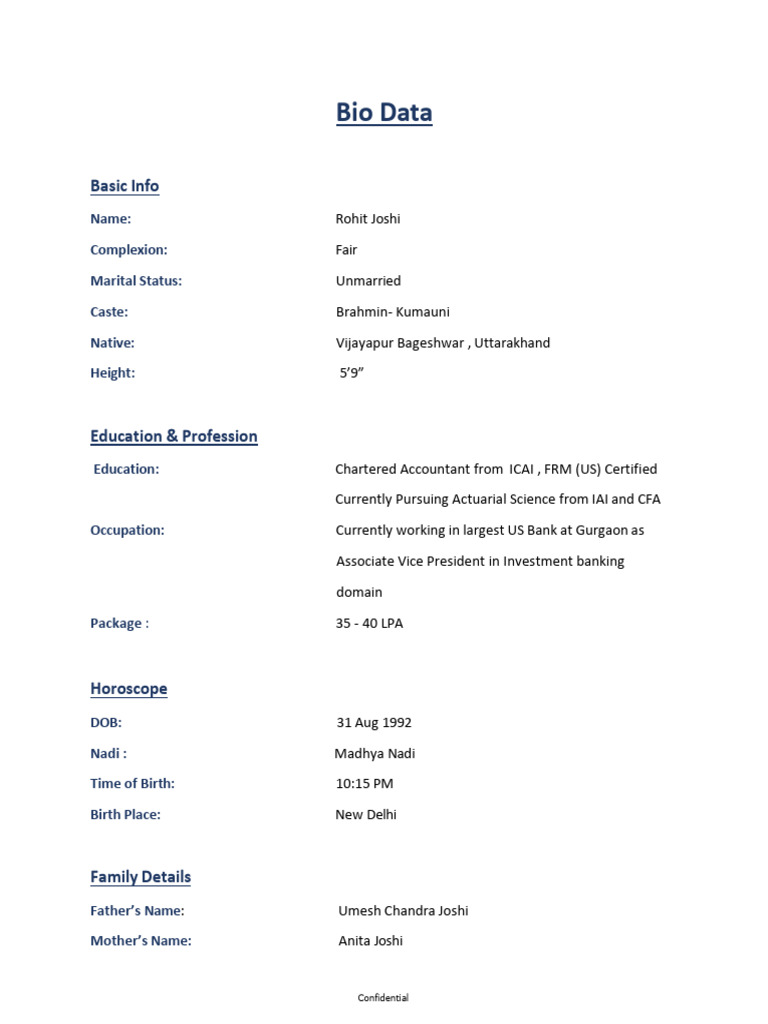 Bio Data (1) | PDF