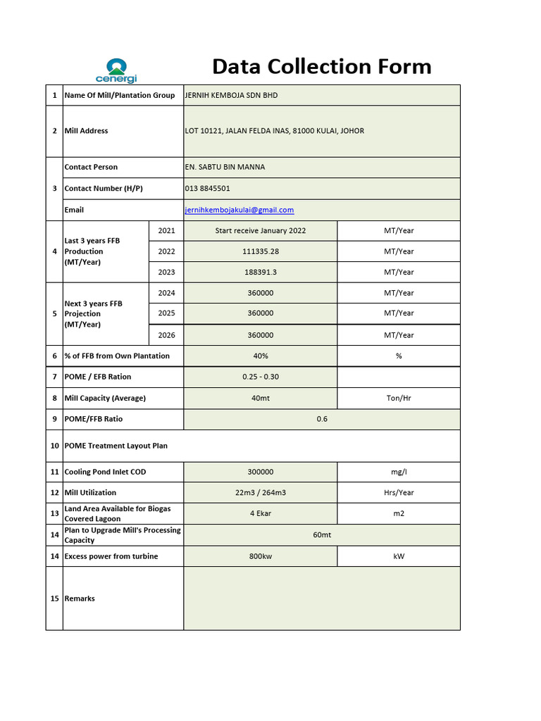 Biogas Data Collection Form_R4 | PDF