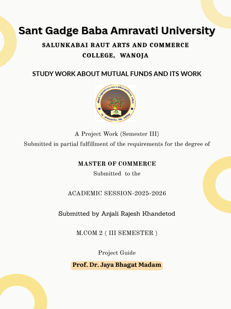 Mcom Project Front Page | PDF