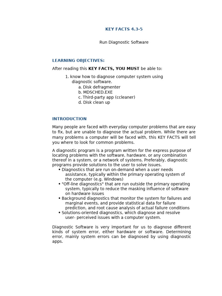 4.3-4 Run Diagnostic Software | PDF | Windows Registry | Computer File
