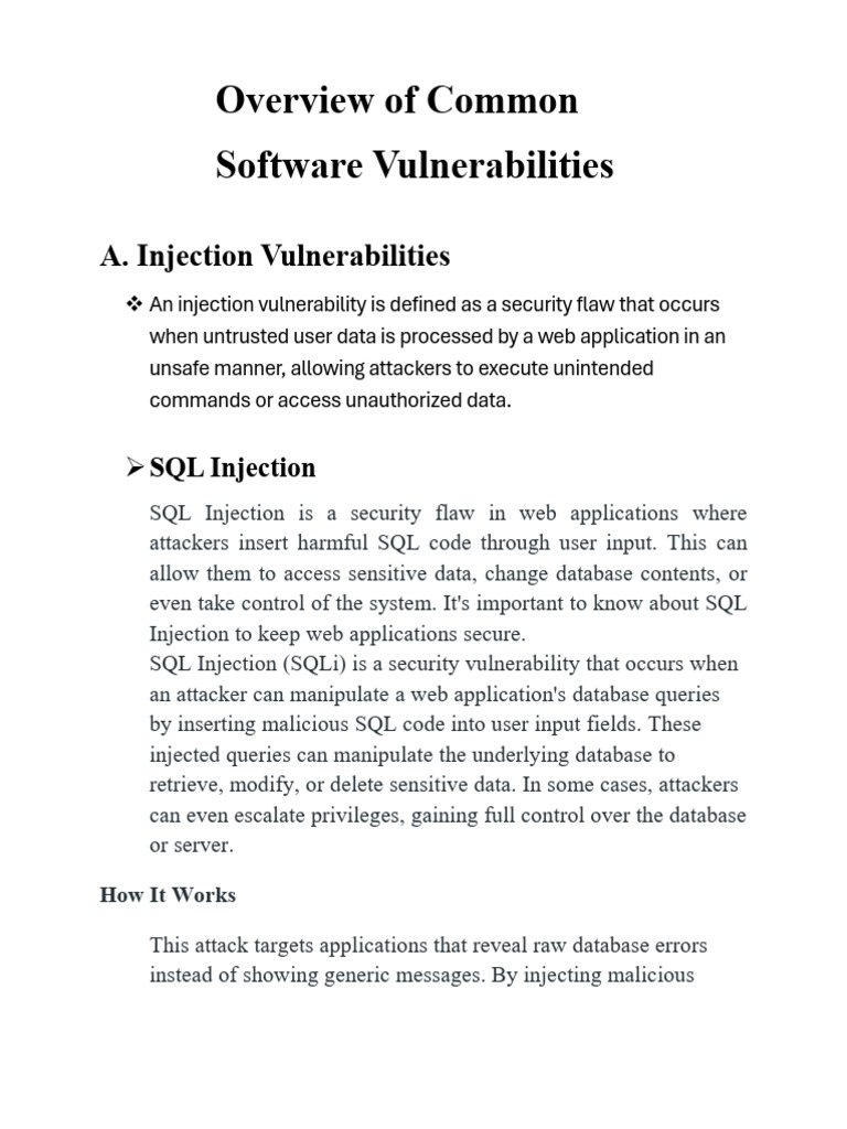 Injection Vulnerabilities | PDF | Security | Computer Security