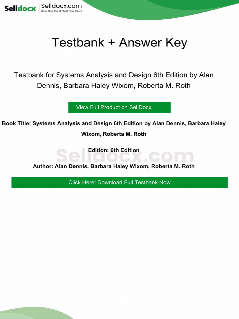Systems Analysis and Design 6th Edition Testbank | PDF | Software ...