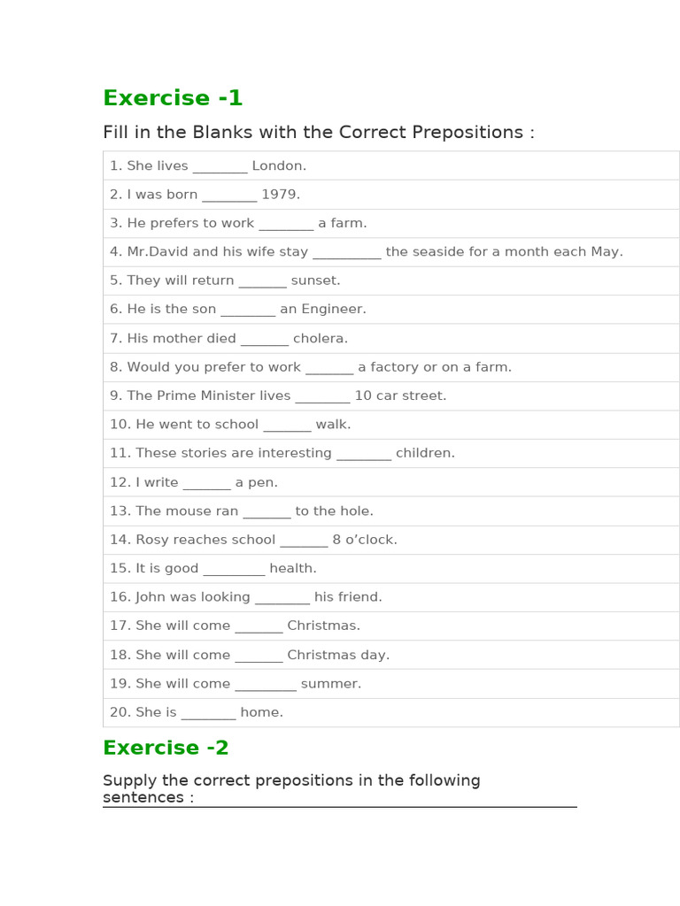 Lesson 1 Excercise Worksheet Part 1 | PDF