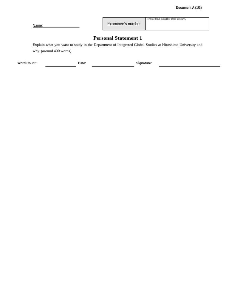 A Personal Statement 1 | PDF